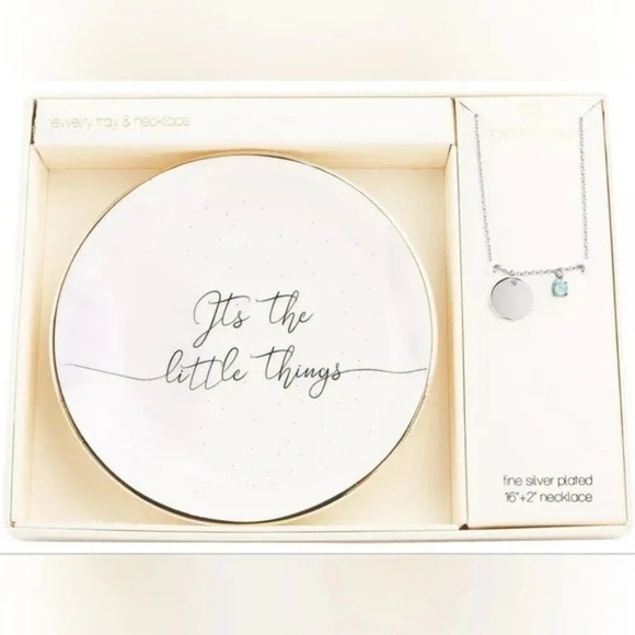 "It's The Little Things" 2pc Pendant Necklace & Trinket Dish Set - Picture 5 of 5
